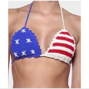 NWT Rehab American Flag Knit Bra Bikini Top